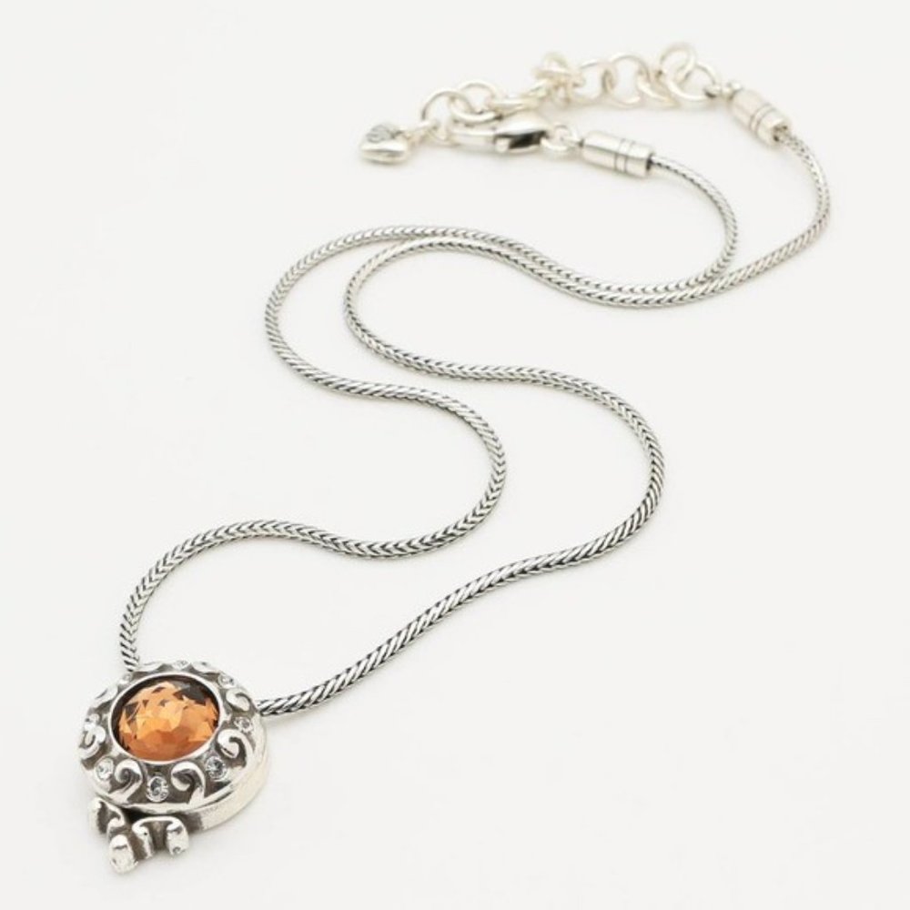 BRIGHTON Golden Lights Topaz faceted Crystal surrounded by cubic zirconia pendan